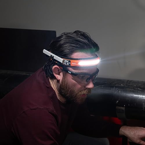 Miniatura 6 de Klein Tools 56308 Linterna frontal recargable con correa, 575 lúmenes, LED de haz ancho, modos de enfoque directo o todo encendido, para trabajo y