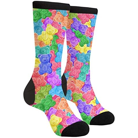 Colorful Bears Gummy Candy Socks Casual Sport Rib Crew Athletic Socks For Men Women Cover