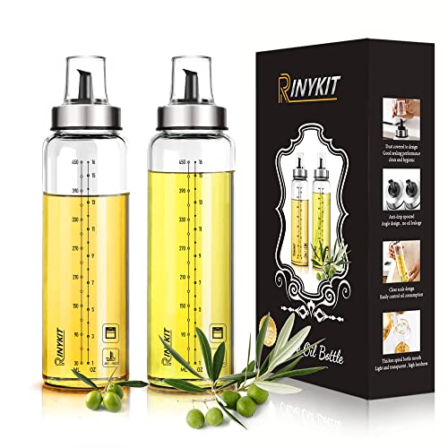 RINYKIT Olive Oil Bottle Dispenser 17 oz Oil and Vinegar Dispenser Set