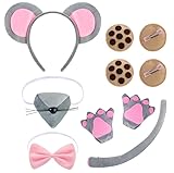 Kyson Kids Mouse Costume Set 9 Pcs Rat Costumes Accessories for Boys Girls Carnival World Book Day Halloween Cosplay Party (Set A)