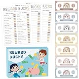 EZdhuawuse Reward Bucks Charts for Kids - Back to School Gifts 633P Good Behavior Boho Reward Chore Chart for Boys Girls, Family Housework Plan Earn Spend Props, Parent Child Play Game List