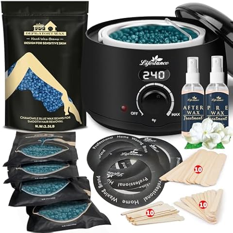 Lifestance L2 Digital Wax Warmer Hair Removal Kit + 2.5LB Chamomile Wax Beads Cover