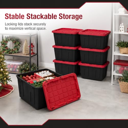 Image of (6-Pack) 27 Gal Stackable Storage Bins with Locking Lids, Garage & Basement