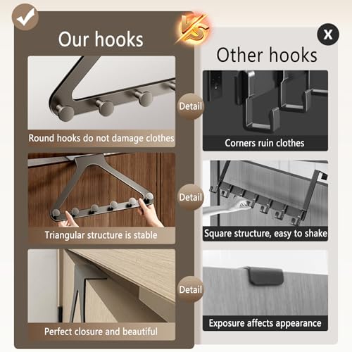 Miniatura 5 de Yesent Gancho De Metal Gris Para Colgar Sobre La Puerta, Con Forma Triangular Integrada, 6 Ganchos, Ideal Para Ropa, Sombreros, Perchas, Bolsos, Toallas Y Llaves.