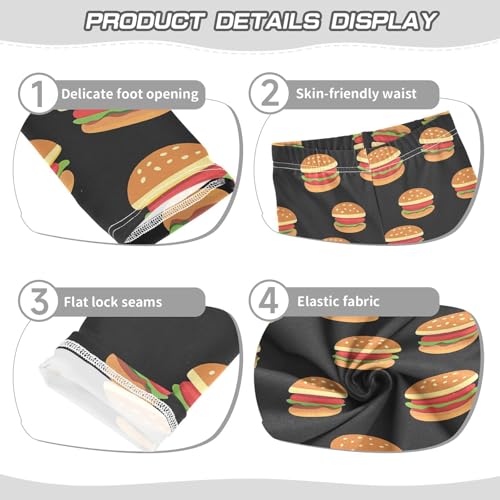 Hamburger Cartoon Food Black Girls Casual Leggings for Kids Printed Long Pant Bottoms Stretch and Soft3