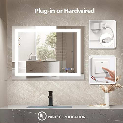 Dr.lux Bathroom Mirror With Lights 32X24 Inch, Ultra Bright Led Bathroom Mirror Wall Mounted Vanity Mirror Large Anti-Fog Area 3000K-6000K Adjustable Auto-Off Memory Housewarming Gift #TOP4
