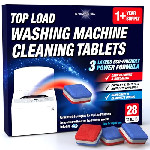 Eco-Friendly Washing Machine Cleaner Tablets (28 Pack) - 1-Year Supply for HE Top Load Washers