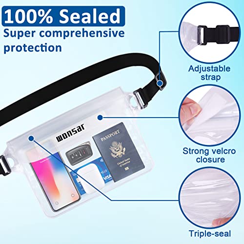 WONSAR Waterdichte tas, Waterdichte heuptas met verstelbare riem, 100% waterdichte telefoonhoes, voor watersport, strand, zwemmen, bootrijden, skiën enz. - Afbeelding 6