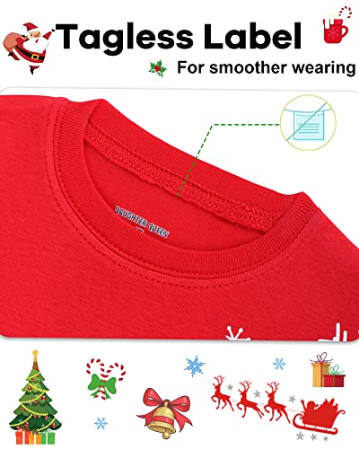 DAUGHTER QUEEN Girls Pajamas Kids Christmas PJs Size 8 100% Cotton Pj Set Children Reindeer Sleepwear Funny Xmas Jammies Snowflake Sleep Deer Clothes 8T 7-8 Year Old, Medium2