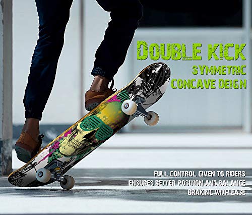 Skateboards voor beginners, 31 "x 8" Compleet Skateboard met ABEC-7 lager & 95A Wiel, 8 laags Hard Maple Deck voor Kids Tieners & Volwassenen, Dubbel Kick Deck Concave Cruiser Trick Skull Skateboard, Load 2200lbs - Afbeelding 7