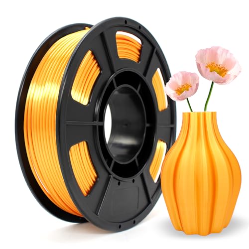 Image of Silk PLA Filament 1.75mm Gold 250g, Shiny 3D Printer Filament Dimensional Accuracy + /- 0.02mm, 250g Spool Fits for Most FDM 3D Printers