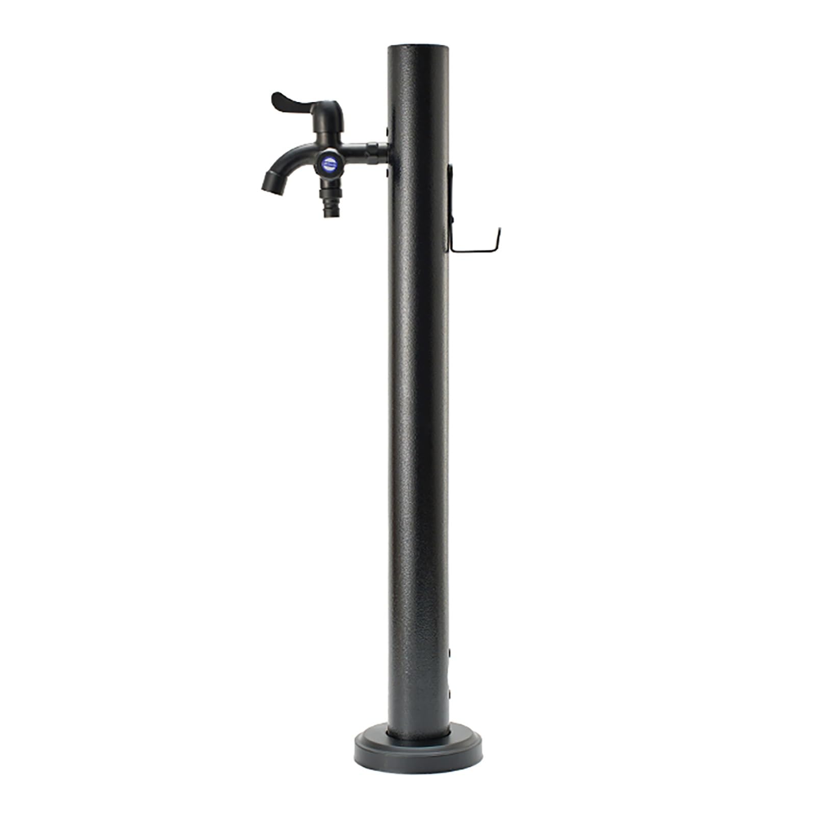 WOTZOV Faucet Water Column,Freestanding Garden Water Column Faucet With Hose Stand, Antifreeze Hydrant & Double Outlet, Perfect For Outdoor Washing And Watering，Black 1 6 * 66cm/2.4 * 26in