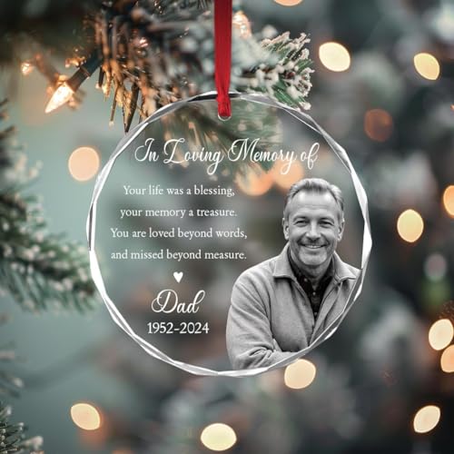Loggol 3636 Custom Photo Memorial Ornament, Dad Remembrance Christmas Ornament, Memorial Day Glass Ornament cover