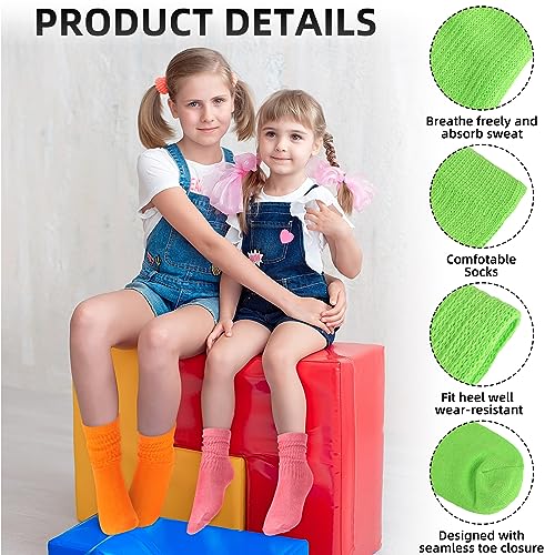 Panitay 32 Pairs Girls Scrunch Socks Bulk Little Girl Cotton Toddler Colored Girls Crew Socks for Dress 6-8 Years School for Christmas, 16 Colors2