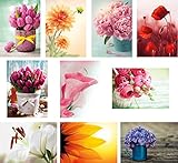 20 Blumenpostkarten im Set (10 Motive mit jeweils 2 Postkarten), Geburtstagskarten, Grusskarten, Blumen