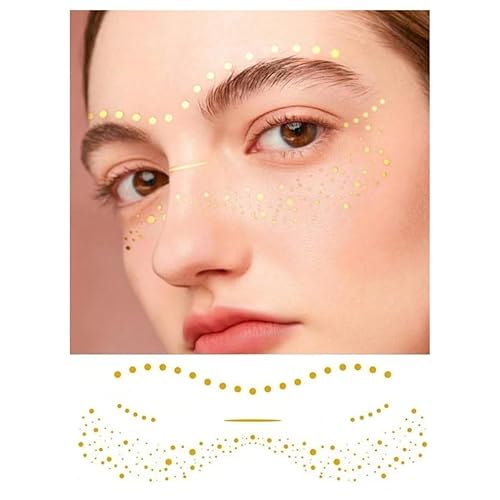 5 Sheets Glitter Freckles Face Tattoo Gold Metallic Designs Of Gold Freckles Temporary Face Tattoos For Women Waterproof Nontoxic Long Lasting Designs For Vacation Festivals Parties