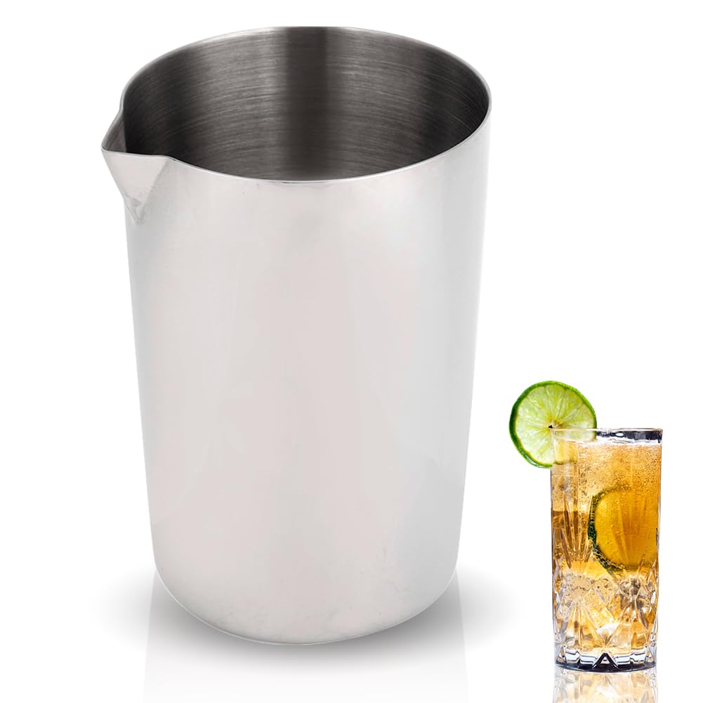 Mixing Glass in Acciaio Inox 500 Ml, Boston Shaker Mixing Glass Cocktail Brocca per Tazze Mescolare Bevande, D'argento