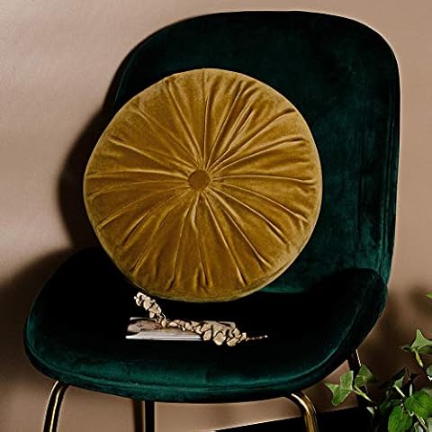 vctops Round Velvet Chair Cushion Pumpkin Pleated Pillow Cover