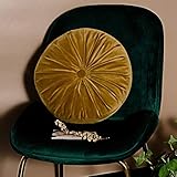 vctops Round Velvet Solid Color Chair Cushion Pumpkin Pleated Throw Pillow Home Decorative Floor Pillow Diameter 15' Gold Yellow