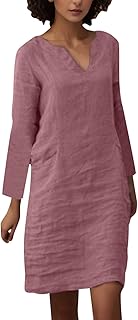Vestidos de Nochevieja para mujer, vestido elegante y cómodo, color sólido, manga larga, con bolsillo, vestido informal, vestidos festivos para mujer, largo