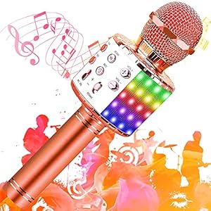 SunTop karaoke-microfoon, bluetooth, draadloos, multifunctionele luidspreker met gekleurd LED-licht, geïntegreerde…