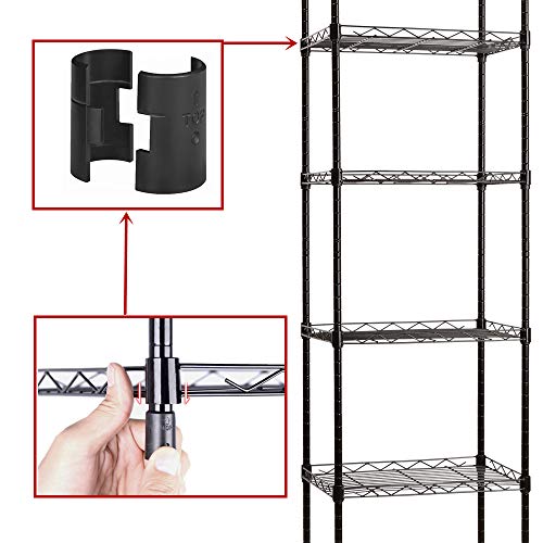 YOHKOH 6 Wire Shelving Steel Storage Rack Adjustable Unit Shelves for Laundry Bathroom Kitchen Pantry Closet 16.6" Width x 63" Height x 11.8" Depth, Black