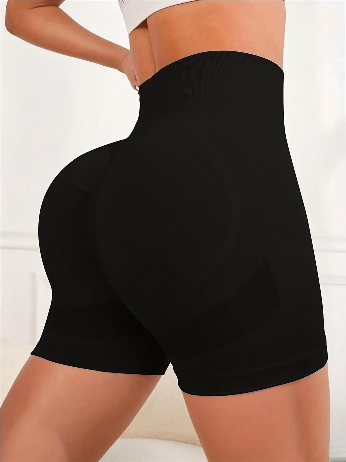 pantaloncini donna push up Set da 3 pezzi di abbigliamento yoga donna | Pantaloncini sportivi casual a vita alta e fianchi alti in tinta unita