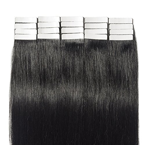 22" #1B 40 pieces Tape in Hair Extensions 100g