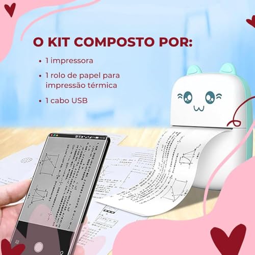Mini Impressora Térmica Portátil Sem Fio BT 200 DPI - Imprima a Qualquer Momento e em Qualquer Lugar