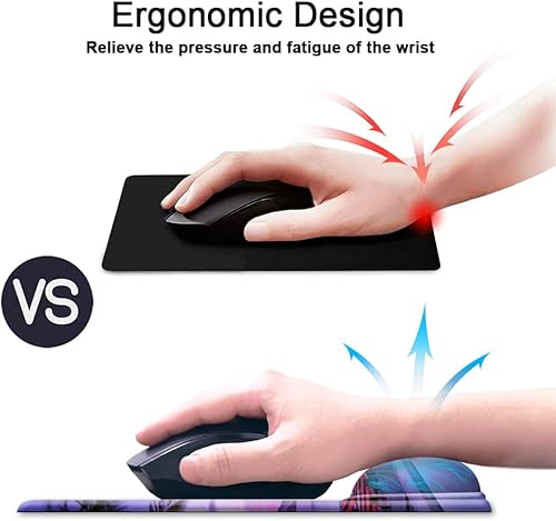 Miniatura 32 de Alfombrilla para mouse con soporte de muñeca, antideslizante, reposamuñecas para oficina, computadora, laptop y Mac, duradera, cómoda y ligera, cute