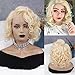 Produktbild Blonde natürliche gewellte kurze Bob Perücken Damen schulterlang synthetische Lace Front Perücken freier Teil hitzefreundliche Faser Kostüm Cosplay bunte Perücken 10 Zoll (Color : Blonde, Size : 14 I