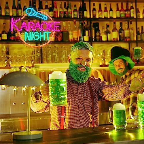 Image of Dracey Karaoke Night Neon Sign, Led Karaoke Bar Neon Signs for Wall Decor,Karaoke Open Wall lights, USB Powered for Game Room Man Cave Bar Pub Party Birthday Gift(15.1 * 12.5in)