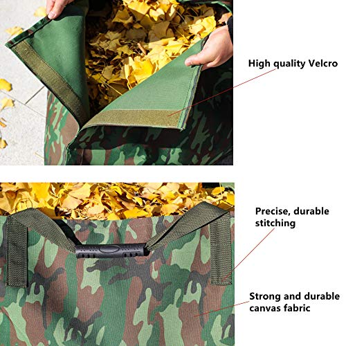 Leaf Bag Garden Lawn Yard Waste Tarp Container Gardening Tote Trash Reusable Heavy Duty Canvas Fabric (Tarp Camo)