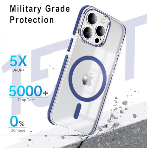 Image of MINTZZ ️ for iPhone 13 Pro Case, Compatible with MagSafe, Military-Grade Protection, Yellowing Resistant, Scratch-Resistant TPU Back, Magnetic Phone Case for iPhone 13 Pro Clear Navy Blue