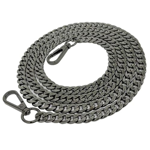 Image of Model Worker DIY Iron Flat Chain Strap Handbag Chains Purse Chain Straps Shoulder Cross Body Replacement Straps with Metal Buckles (55 inch, Gun-Black)