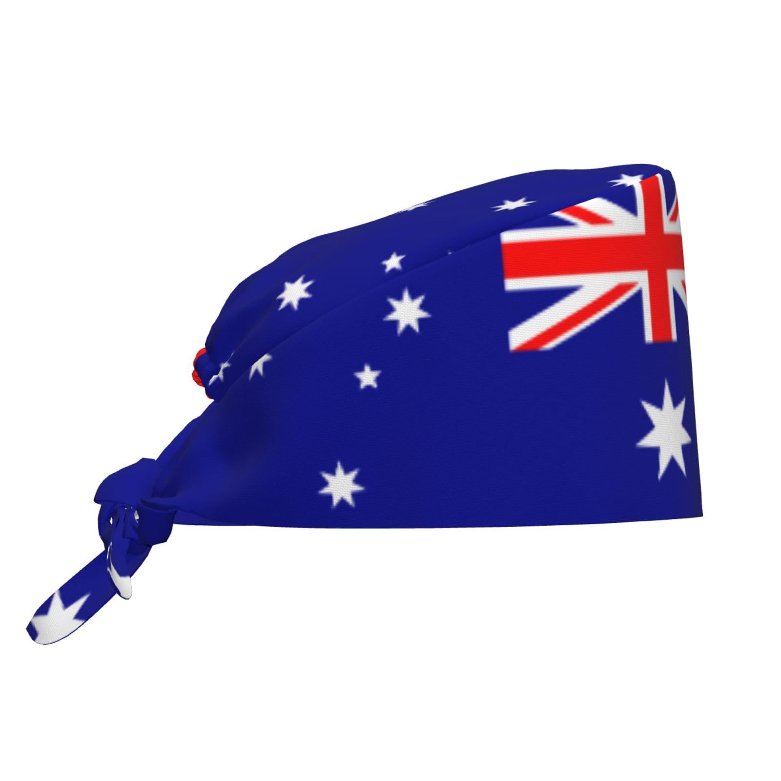 Yyhwhjde Unisex Black Bouffant Scrub Caps Australian Flag Prints - Adjustable Surgical Caps For Men And Women