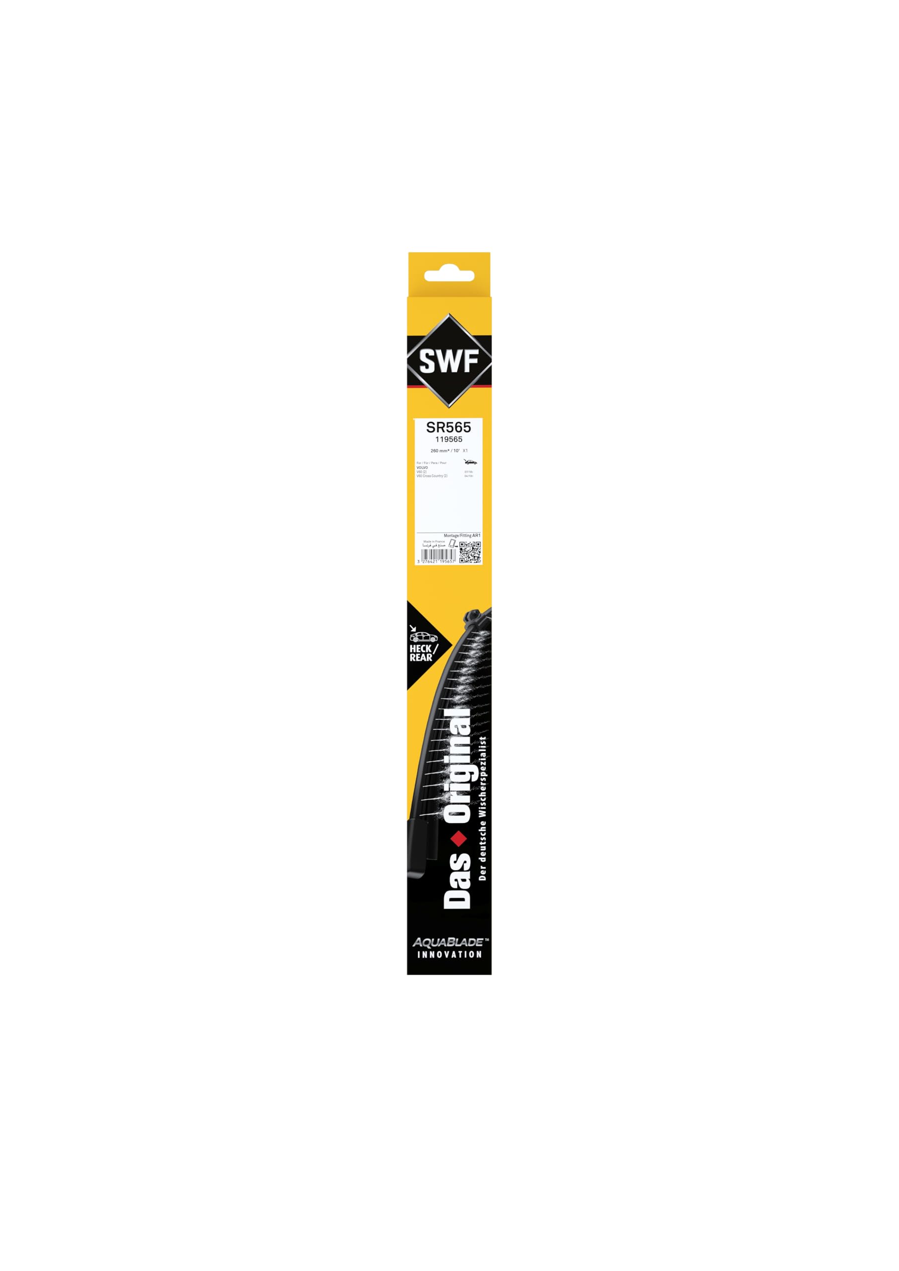 SWF Das Original 1x AquaBlade Pióro Wycieraczki SR565 - Tylne - 260 mm