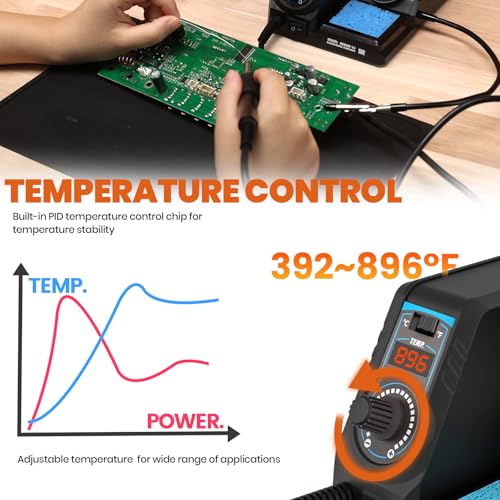 Image of 926LED V3 Entry-Level 60W Soldering Station Iron Kit in Black with Temperature Control includes Helping Hands, Lead-Free Solder, 6 Soldering Tips, ESD-Safe Tweezers, Sleep Mode