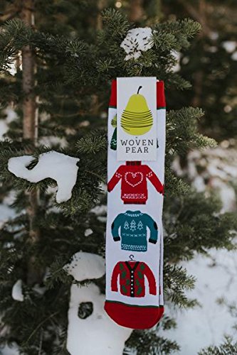 Woven Pear Women\'s Cotton Crew Socks, One Size: Holiday, Christmas, Party, \"Ugly Sweater\" - Thumbnail 5