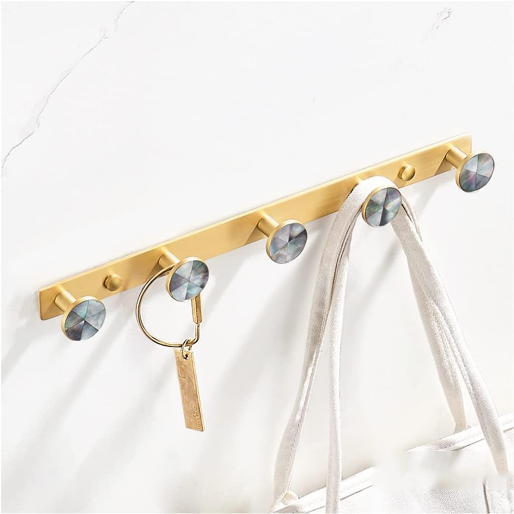 Light Luxury Punch-Free High-end Towel Rack, Towel Ring, Row Hooks, Bath Towel Holder, Tissue Basket, Bathroom Accessories Kit Bathroom (Color : Hair Dryer Three Cup Holder) (5 Row Hooks)