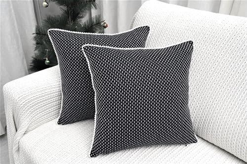Image of mosey Cushion Covers 18 inch x 18 inch | Set of 2 | 100% Cotton Theme Cushion Covers Cushion Covers 18x18 Black