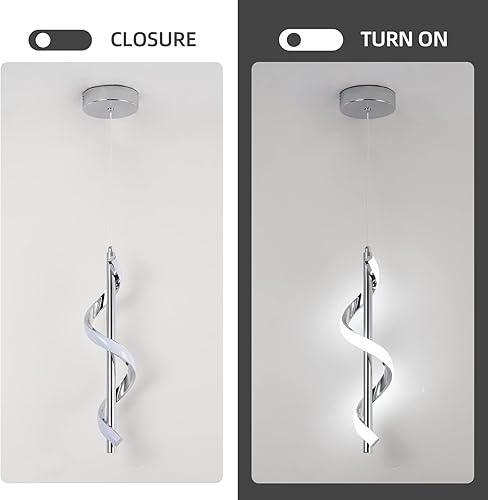 Miniatura 5 de CANEOE Moderna lámpara colgante LED, lámpara colgante LED integrada en espiral blanca fría de 5500 K, lámpara colgante de isla de altura ajustable