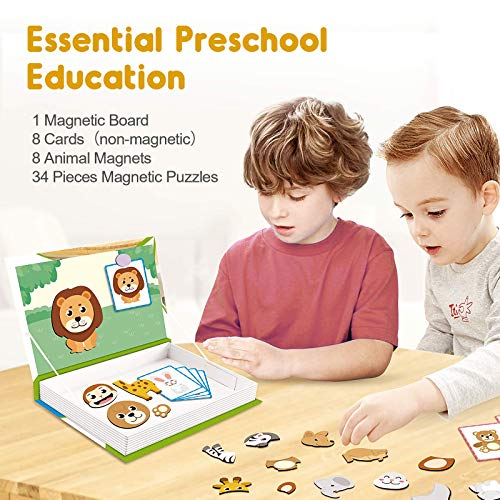 image for HEMRLY Kids Magnets Puzzle Toys Games for Preschool, Animals Jigsaw fo