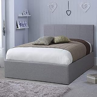 Modernique® Grey Fabric Ottoman Storage Bed, 3Ft, 4FT, 4FT6, 5FT, Grey Linen Gas Lift Up Storage Bed in Single, Small Double, Double and King Sized Bed Frame (Double (4FT6))
