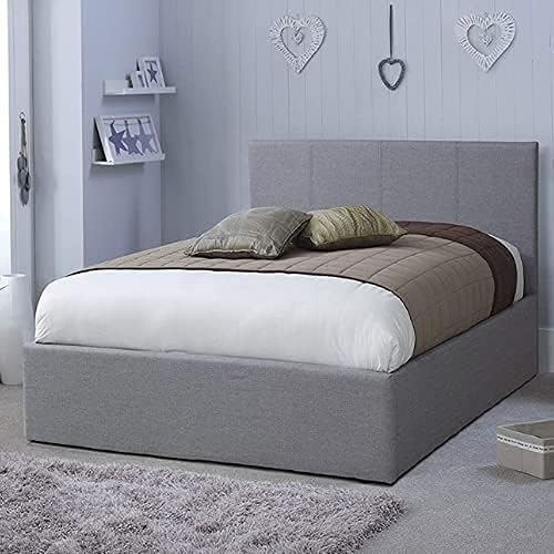Modernique® Grey Fabric Ottoman Storage Bed, 3Ft, 4FT, 4FT6, 5FT, Grey Linen Gas Lift Up Storage Bed in Single, Small Double, Double and King Sized Bed Frame (Double (4FT6))
