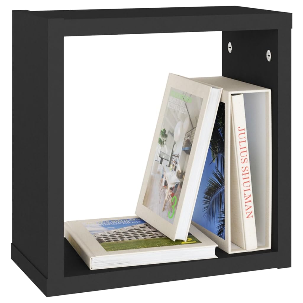 Scaffalature, mensole da parete e sporgenze, mensole cubiche da parete, 4 pezzi, nero, 30 x 15 x 30 cm