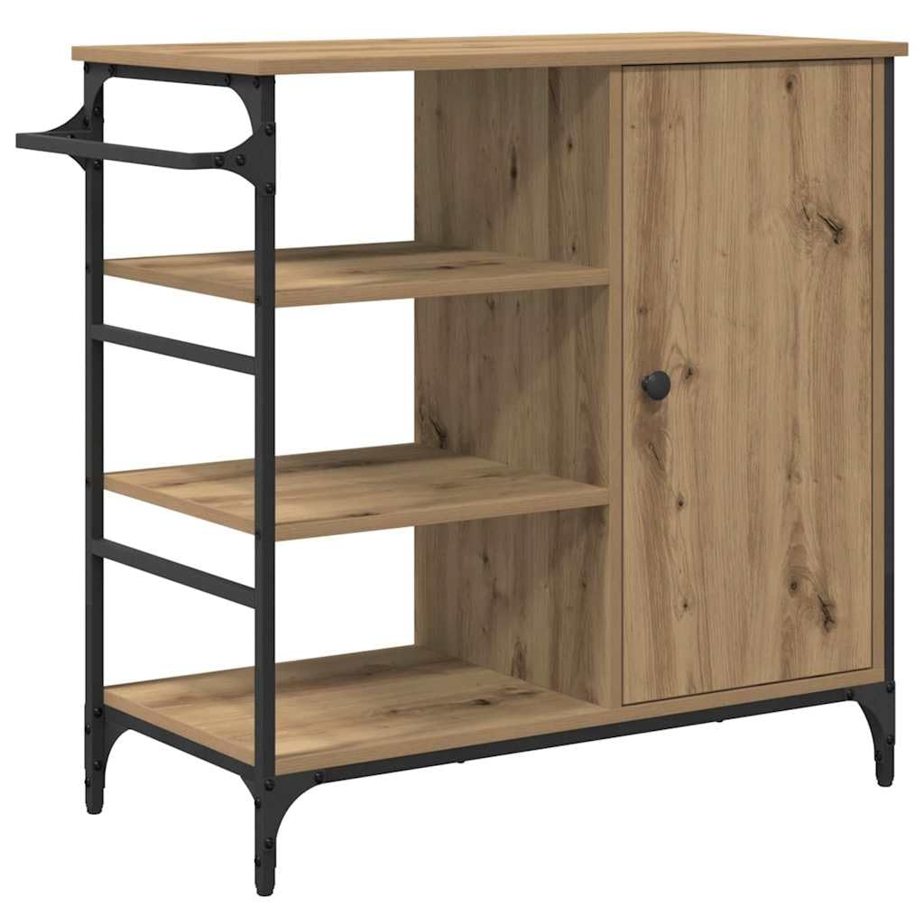 Carro de cocina de madera de ingeniería con ruedas 87,5 x 39 x 84,5 cm