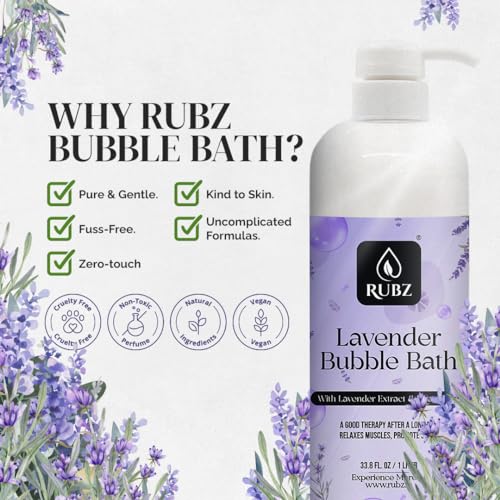 Rubz Lavender Bubble Bath for Bath Tub | With the Goodness of Lavender Extract | 100% Vegan and Paraben Free formula | Safe For Kids and Adults | 5 Litre - Image 6