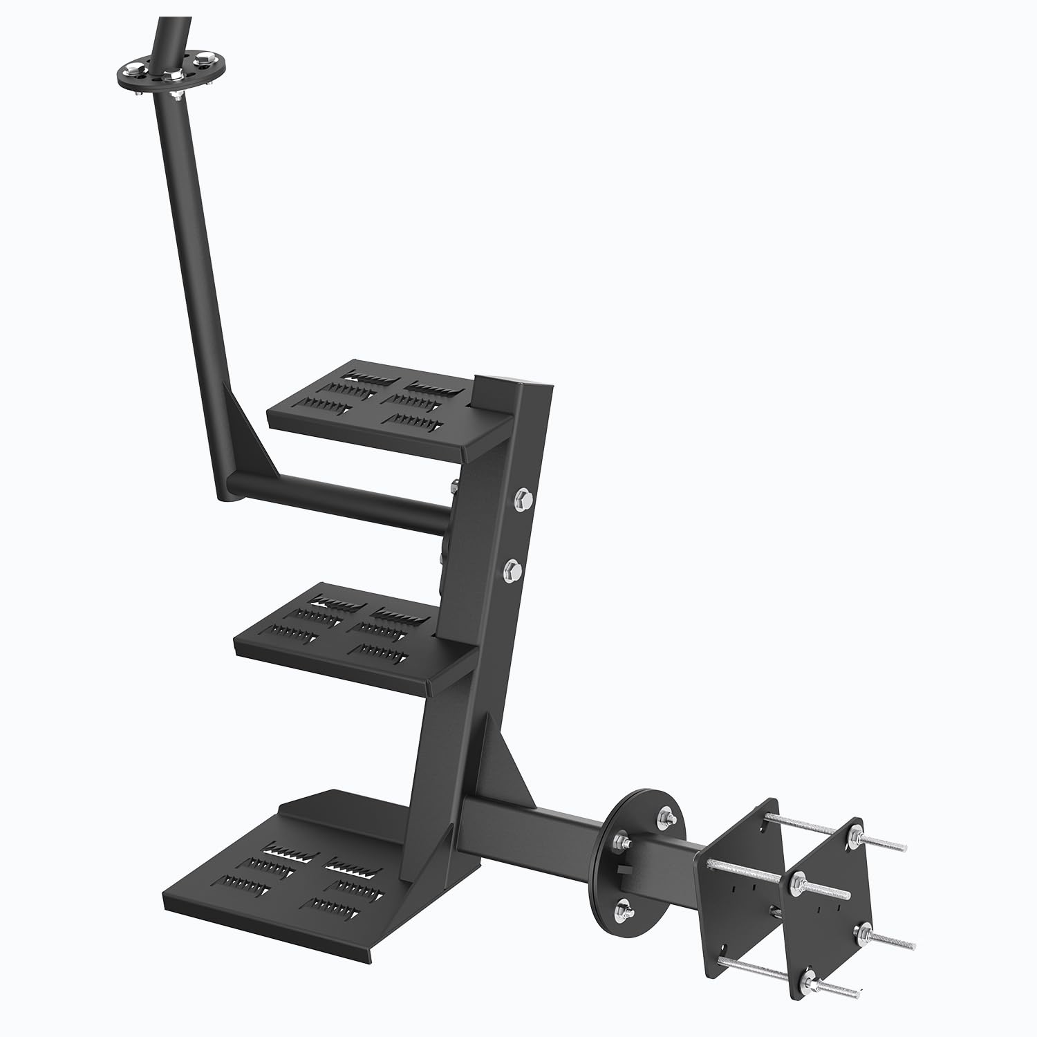 Adjustable Boat Steps for Trailer, Boat Trailer Steps with Anti-Slip Steps, Boat Trailer Tongue Steps for Bass Boat Trailer Pontoon Boats, Boat Trailer Steps for The Tongue with Handrail