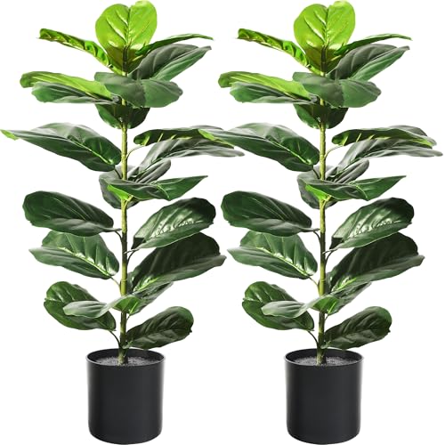 Suntee 2 Pack Artificial Fiddle Leaf Fig Tree, 30